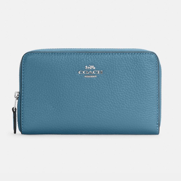 Coach Bags Coach Medium Id Zip Wallet In Pacific Blue Poshmark